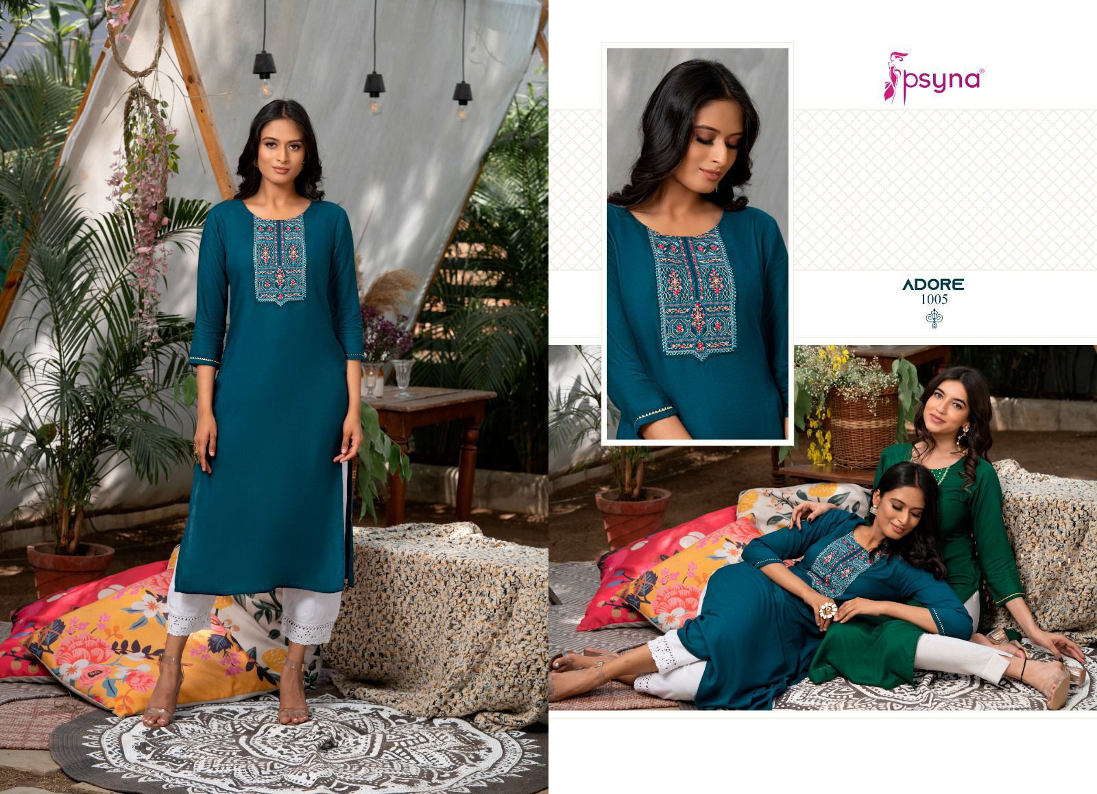 Psyna Adore Wholesale Embroidery Designer Kurti Catalog